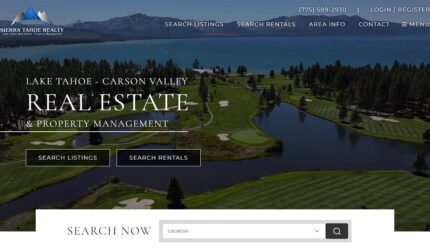 Sierra tahoe real estate website homepage