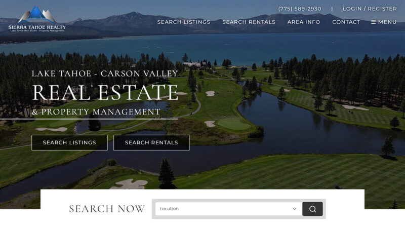 Sierra tahoe real estate website homepage